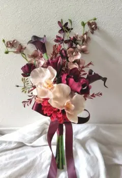 No.2893クラッチブーケブートニアボルドー造花胡蝶蘭 ピンク