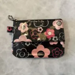 MARY QUANT フラワーポーチ 黒/ピンク　ティッシュ　ポーチ