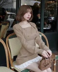 [値下げ交渉⭕️]darich プリーツドッキングツイードミニワンピース