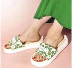 【良品】PUMA /厚底シャワーサンダル /25㎝　葉っぱ柄のサムネイル