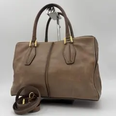 TOD'S トッズ Dキューブ ショルダーバッグ 2way モカブラウン