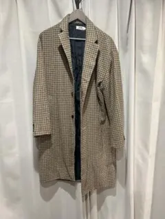 チェック柄 ダブルブレスト ロングコート