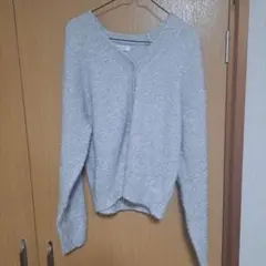 グレー ラメ入り 長袖ニット