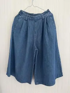 130 女の子　デニムブルー ワイドパンツ ゴムウエスト