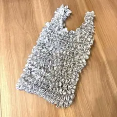 【美品】伸びるくしゅくしゅエコバッグ シルバー