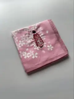 桜柄 着物女性 刺繍 ハンカチ ピンク　京都　京都お土産