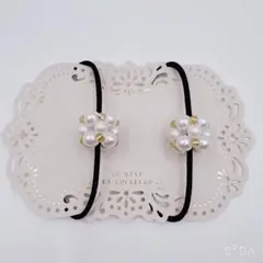 パール ゴールド ビーズ ヘアゴム ハンドメイド シンプル フォーマル 韓国