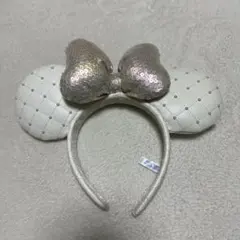 ディズニー　ミニー　カチューシャ　キルティング柄　リボン