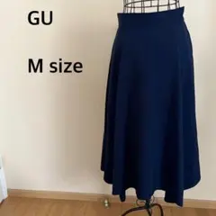 【GU】ロングフレアスカート/マキシ丈/ネイビー/無地/シンプル