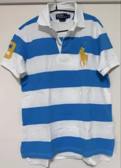 Polo by Ralph Lauren 青白ストライプ ポロシャツ S