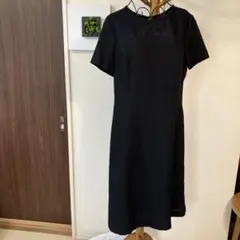 ブラックレースディテールドレス フォーマル　礼服　パーティ　Ｌサイズ半袖