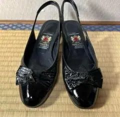 MIHAMA ブラック エナメル スリングバック 23.5cm
