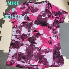 ナイキ ランニング Tシャツ ウェア S レディース ドライフィット 総柄