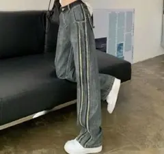 ストレートデニム サイドフリンジ