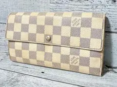 ルイヴィトン 長財布ダミエ ポルトフォイユ サラ アズール 白