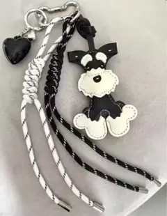 犬 キーホルダー バッグチャーム シュナウザー ハート ストラップ アクセサリー