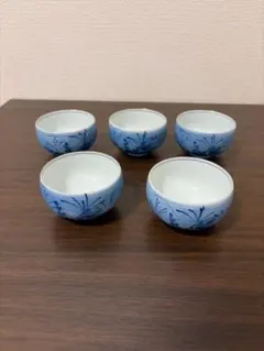 4点セット】盃 アンティーク 深川製磁 富士流水のみの裏印 オールド