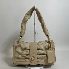 2602-299｜美品｜コーチ オプアート ハンドバッグ ベージュ ターンロック