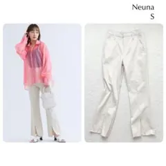 【 Neuna ヌナ 】 センタープレス スリット入り セミワイド デニムパンツ