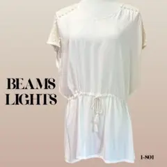 【BEAMS LIGHTS】レーヨン レース切替 ウエストドロスト トップスのサムネイル