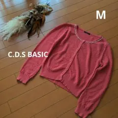 美品C.D.S BASIC ビジュー付きカーディガン 長袖 羽織りショート丈