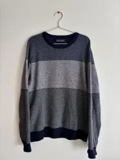 トミーヒルフィガー ニットセーター ネイビー グレー　Lサイズ