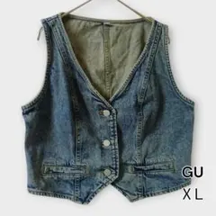GU デニムベスト ノースリーブ XL　ブルー