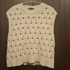ZARA ニットベスト アイボリー 透かし編み