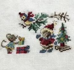 クロスステッチ完成品　動物たちのクリスマス