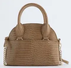 ZARA ザラ　ベージュ クロコダイル風ハンドバッグ