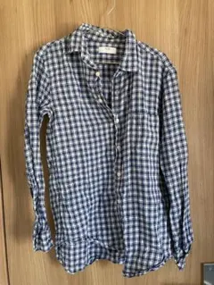 UNIQLO 長袖シャツ M ネイビー チェック柄　メンズ