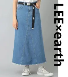 【】リー アースミュージックアンドエコロジー デニム ロングスカート ベルト付き