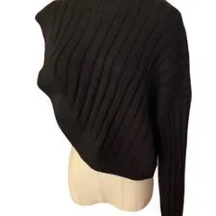 select MOCA　アシンメトリーデザインケーブルニット　F 　BLACK黒