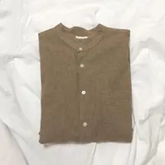 リネンブレンドスタンドカラーシャツ