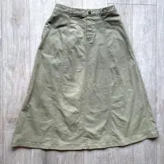 オリーブグリーン　チノ　ストレッチ　ロングスカート　L ゆったり楽ちん