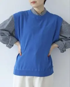 【洗濯可】PARICI コットンナイロンカラフルニットベストのサムネイル