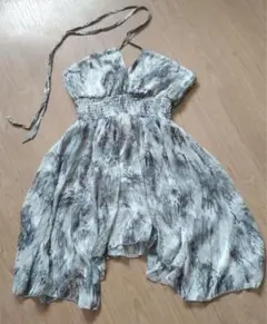 再値下げ　未使用美品　チュニックワンピース　キャミ　シフォン　グレー　ベアトップのサムネイル