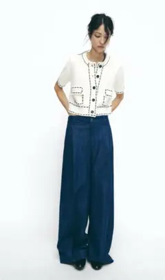 ZARA ステッチニットジャケット