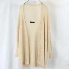 Hampstead ニットカーディガン FREE リネン混 ベージュ 古着