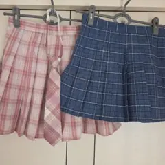 チェック プリーツスカートとネクタイセット