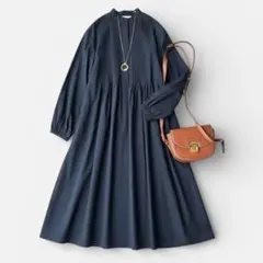 美品.定価3.2万☆ボールジィ ドッキングワンピース プリーツ 異素材 紺