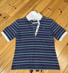 LACOSTE 半袖ポロシャツ 44 ネイビー/ストライプ