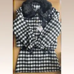 Ank Rouge 新品 白黒チェック柄ファー付きセットアップ
