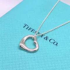 Tiffany & Co. 石入り オープンハート ネックレス アクアマリン - メルカリ