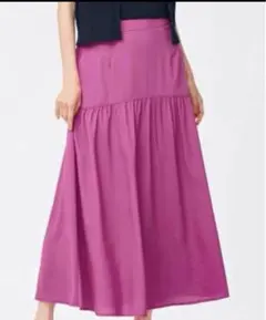 gu ティアードフレアロングスカート S　ピンク　夏