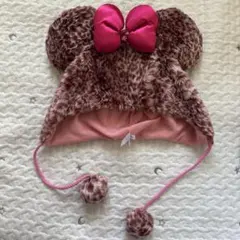 ディズニー　ファンキャップ　ミニー　ミッキー　ヒョウ柄　ピンク