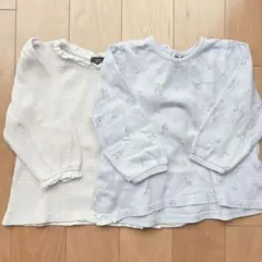 美品プティマイン 長袖トップス2枚セット 90サイズ 女の子 保育園 お着替え