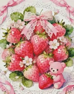 ダイヤモンドアートキット(苺とくま) 30x40cm