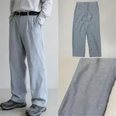 00s LANVIN シャンブレー 霜降り リネン 1タック スラックスのサムネイル