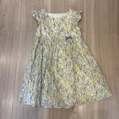 タルティーヌエショコラ　花柄フリル袖ワンピース 120cm